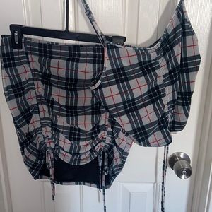 2 piece plaid crop top/mini skirt